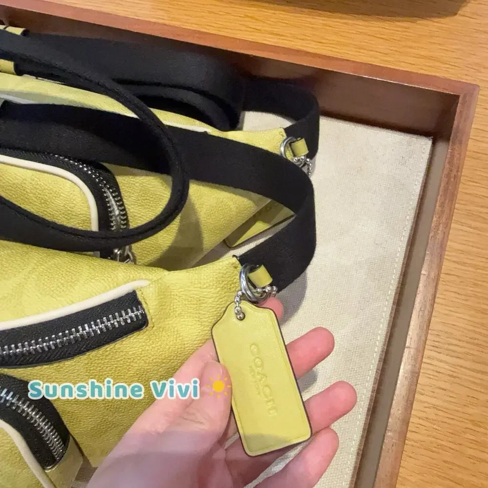 NWT Coach Travis Belt Bag 30 In Signature Canvas Silver/Light Citron cet91